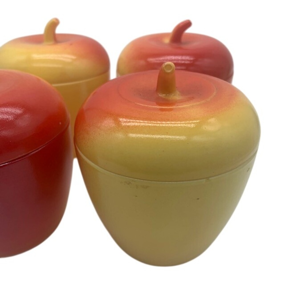 Set of 4 Apple Covered Jars Cottagecore Retro Kitchen Decor Ceramic Fruit
